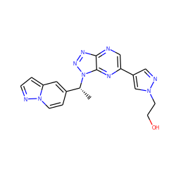 C[C@H](c1ccn2nccc2c1)n1nnc2ncc(-c3cnn(CCO)c3)nc21 ZINC000149917879