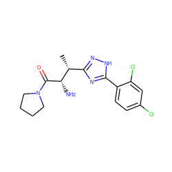 C[C@H](c1n[nH]c(-c2ccc(Cl)cc2Cl)n1)[C@H](N)C(=O)N1CCCC1 ZINC000014948474