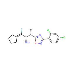 C[C@H](c1nc(-c2ccc(Cl)cc2Cl)no1)[C@H](N)C(F)=C1CCCC1 ZINC000029126169