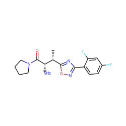 C[C@H](c1nc(-c2ccc(F)cc2F)no1)[C@H](N)C(=O)N1CCCC1 ZINC000014948443