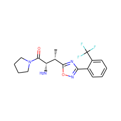 C[C@H](c1nc(-c2ccccc2C(F)(F)F)no1)[C@H](N)C(=O)N1CCCC1 ZINC000014948410