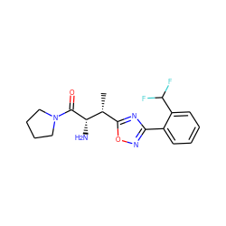 C[C@H](c1nc(-c2ccccc2C(F)F)no1)[C@H](N)C(=O)N1CCCC1 ZINC000014948401