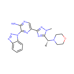 C[C@H](c1nc(-c2cnc(N)c(-n3nnc4ccccc43)n2)nn1C)N1CCOCC1 ZINC001772577531