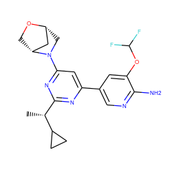 C[C@H](c1nc(-c2cnc(N)c(OC(F)F)c2)cc(N2C[C@@H]3C[C@H]2CO3)n1)C1CC1 ZINC000653748006