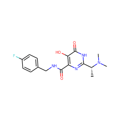 C[C@H](c1nc(C(=O)NCc2ccc(F)cc2)c(O)c(=O)[nH]1)N(C)C ZINC000014979416