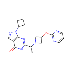 C[C@H](c1nc2c(cnn2C2CCC2)c(=O)[nH]1)N1CC(Oc2ncccn2)C1 ZINC000116981236