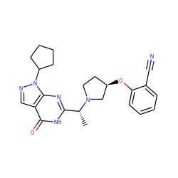 C[C@H](c1nc2c(cnn2C2CCCC2)c(=O)[nH]1)N1CC[C@@H](Oc2ccccc2C#N)C1 ZINC000116977956