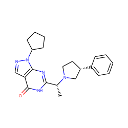 C[C@H](c1nc2c(cnn2C2CCCC2)c(=O)[nH]1)N1CC[C@H](c2ccccc2)C1 ZINC000095573475