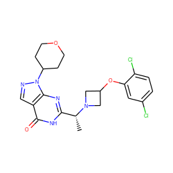 C[C@H](c1nc2c(cnn2C2CCOCC2)c(=O)[nH]1)N1CC(Oc2cc(Cl)ccc2Cl)C1 ZINC001772632832