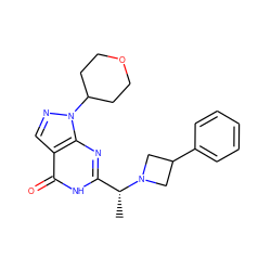 C[C@H](c1nc2c(cnn2C2CCOCC2)c(=O)[nH]1)N1CC(c2ccccc2)C1 ZINC001772650323