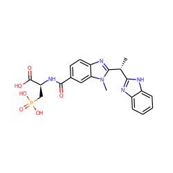 C[C@H](c1nc2ccccc2[nH]1)c1nc2ccc(C(=O)N[C@@H](CP(=O)(O)O)C(=O)O)cc2n1C ZINC000001905831