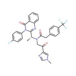 C[C@H](c1nc2ccccc2c(=O)n1-c1ccc(F)cc1)N(CC(=O)c1cn(C)cn1)C(=O)Cc1ccc(C(F)(F)F)cc1 ZINC000028707813