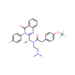 C[C@H](c1nc2ccccc2c(=O)n1-c1ccc(F)cc1)N(CCN(C)C)C(=O)Cc1ccc(OC(F)(F)F)cc1 ZINC000028707782