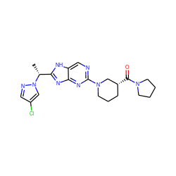 C[C@H](c1nc2nc(N3CCC[C@@H](C(=O)N4CCCC4)C3)ncc2[nH]1)n1cc(Cl)cn1 ZINC000205311375