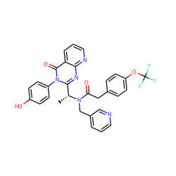 C[C@H](c1nc2ncccc2c(=O)n1-c1ccc(O)cc1)N(Cc1cccnc1)C(=O)Cc1ccc(OC(F)(F)F)cc1 ZINC000073195651