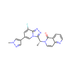 C[C@H](c1nnc2c(F)cc(-c3cnn(C)c3)cn12)n1ccc2ncccc2c1=O ZINC000139792551