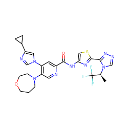 C[C@H](n1cnnc1-c1nc(NC(=O)c2cc(-n3cnc(C4CC4)c3)c(N3CCCOCC3)cn2)cs1)C(F)(F)F ZINC001772592401
