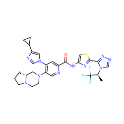 C[C@H](n1cnnc1-c1nc(NC(=O)c2cc(-n3cnc(C4CC4)c3)c(N3CCN4CCC[C@@H]4C3)cn2)cs1)C(F)(F)F ZINC001772646488