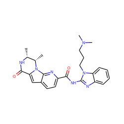 C[C@H]1[C@@H](C)NC(=O)c2cc3ccc(C(=O)Nc4nc5ccccc5n4CCCN(C)C)nc3n21 ZINC000147128981