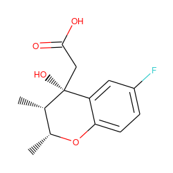 C[C@H]1[C@@H](C)Oc2ccc(F)cc2[C@]1(O)CC(=O)O ZINC000013456273