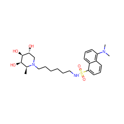 C[C@H]1[C@@H](O)[C@@H](O)[C@H](O)CN1CCCCCCNS(=O)(=O)c1cccc2c(N(C)C)cccc12 ZINC000036351346