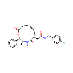 C[C@H]1[C@@H](c2ccccc2)OC(=O)CC/C=C/C[C@@H](CC(=O)NCc2ccc(Cl)cc2)C(=O)N1C ZINC000095573579