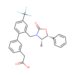 C[C@H]1[C@@H](c2ccccc2)OC(=O)N1Cc1cc(C(F)(F)F)ccc1-c1cccc(CC(=O)O)c1 ZINC000073169848