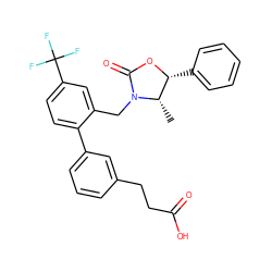 C[C@H]1[C@@H](c2ccccc2)OC(=O)N1Cc1cc(C(F)(F)F)ccc1-c1cccc(CCC(=O)O)c1 ZINC000073169853