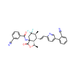 C[C@H]1[C@H](/C=C/c2ccc(-c3ccccc3C#N)cn2)[C@@H]2[C@@H](C)OC(=O)[C@]2(NC(=O)c2cccc(C#N)c2)CC1(F)F ZINC001772640416