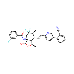 C[C@H]1[C@H](/C=C/c2ccc(-c3ccccc3C#N)cn2)[C@@H]2[C@@H](C)OC(=O)[C@]2(NC(=O)c2cccc(F)c2)CC1(F)F ZINC001772614699