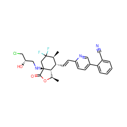 C[C@H]1[C@H](/C=C/c2ccc(-c3ccccc3C#N)cn2)[C@@H]2[C@@H](C)OC(=O)[C@]2(NC[C@H](O)CCl)CC1(F)F ZINC001772631098