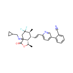 C[C@H]1[C@H](/C=C/c2ccc(-c3ccccc3C#N)cn2)[C@@H]2[C@@H](C)OC(=O)[C@]2(NCC2CC2)CC1(F)F ZINC001772603227