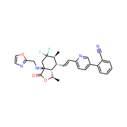 C[C@H]1[C@H](/C=C/c2ccc(-c3ccccc3C#N)cn2)[C@@H]2[C@@H](C)OC(=O)[C@]2(NCc2ncco2)CC1(F)F ZINC000204929921