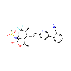 C[C@H]1[C@H](/C=C/c2ccc(-c3ccccc3C#N)cn2)[C@@H]2[C@@H](C)OC(=O)[C@]2(NS(C)(=O)=O)CC1(F)F ZINC001772580081