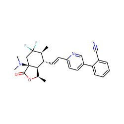 C[C@H]1[C@H](/C=C/c2ccc(-c3ccccc3C#N)cn2)[C@H]2[C@@H](C)OC(=O)[C@]2(N(C)C)CC1(F)F ZINC001772647384