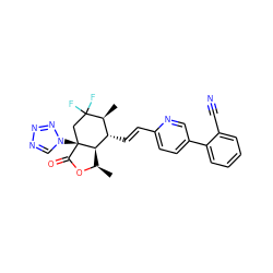 C[C@H]1[C@H](/C=C/c2ccc(-c3ccccc3C#N)cn2)[C@H]2[C@@H](C)OC(=O)[C@]2(n2cnnn2)CC1(F)F ZINC001772641180