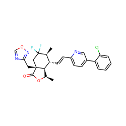 C[C@H]1[C@H](/C=C/c2ccc(-c3ccccc3Cl)cn2)[C@H]2[C@@H](C)OC(=O)[C@]2(Cc2ncon2)CC1(F)F ZINC001772600604