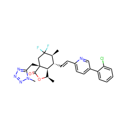 C[C@H]1[C@H](/C=C/c2ccc(-c3ccccc3Cl)cn2)[C@H]2[C@@H](C)OC(=O)[C@]2(Cc2nnnn2C)CC1(F)F ZINC001772648233