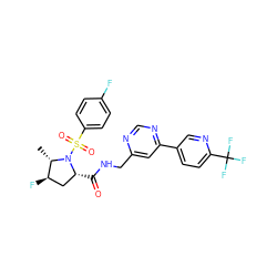 C[C@H]1[C@H](F)C[C@@H](C(=O)NCc2cc(-c3ccc(C(F)(F)F)nc3)ncn2)N1S(=O)(=O)c1ccc(F)cc1 ZINC001772590292