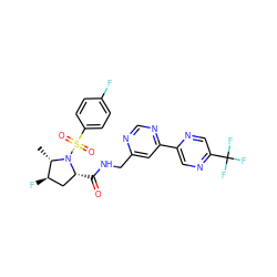 C[C@H]1[C@H](F)C[C@@H](C(=O)NCc2cc(-c3cnc(C(F)(F)F)cn3)ncn2)N1S(=O)(=O)c1ccc(F)cc1 ZINC001772651670