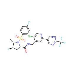 C[C@H]1[C@H](F)C[C@@H](C(=O)NCc2cc(-c3cnc(C(F)(F)F)nc3)ncc2Cl)N1S(=O)(=O)c1ccc(F)cc1 ZINC001772638039