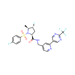 C[C@H]1[C@H](F)C[C@@H](C(=O)NCc2ccnc(-c3cnc(C(F)(F)F)nc3)c2)N1S(=O)(=O)c1ccc(F)cc1 ZINC001772650260