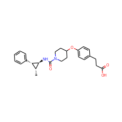 C[C@H]1[C@H](NC(=O)N2CCC(Oc3ccc(CCC(=O)O)cc3)CC2)[C@H]1c1ccccc1 ZINC000299869709