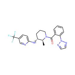 C[C@H]1[C@H](Nc2ccc(C(F)(F)F)cn2)CCCN1C(=O)c1ccccc1-n1nccn1 ZINC000218426583