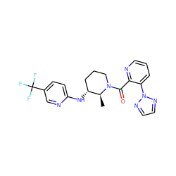 C[C@H]1[C@H](Nc2ccc(C(F)(F)F)cn2)CCCN1C(=O)c1ncccc1-n1nccn1 ZINC000218439899