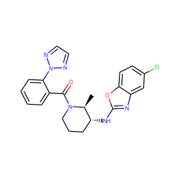 C[C@H]1[C@H](Nc2nc3cc(Cl)ccc3o2)CCCN1C(=O)c1ccccc1-n1nccn1 ZINC000218477033