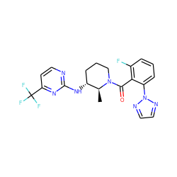 C[C@H]1[C@H](Nc2nccc(C(F)(F)F)n2)CCCN1C(=O)c1c(F)cccc1-n1nccn1 ZINC000218412804