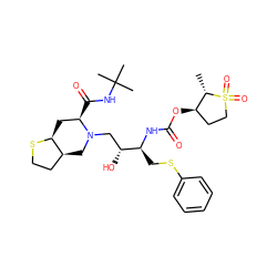 C[C@H]1[C@H](OC(=O)N[C@@H](CSc2ccccc2)[C@H](O)CN2C[C@H]3CCS[C@H]3C[C@H]2C(=O)NC(C)(C)C)CCS1(=O)=O ZINC000014942852