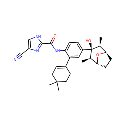 C[C@H]1[C@H]2CC[C@@H](O2)[C@@H](C)[C@]1(O)c1ccc(NC(=O)c2nc(C#N)c[nH]2)c(C2=CCC(C)(C)CC2)c1 ZINC000100619490