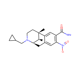 C[C@H]1[C@H]2Cc3cc([N+](=O)[O-])c(C(N)=O)cc3[C@@]1(C)CCN2CC1CC1 ZINC000101198851